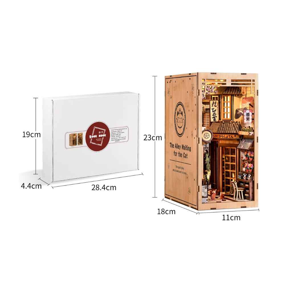 The Alley Waiting for the Cat DIY Book Nook Kit - From Wood and Light, a Street Comes Alive