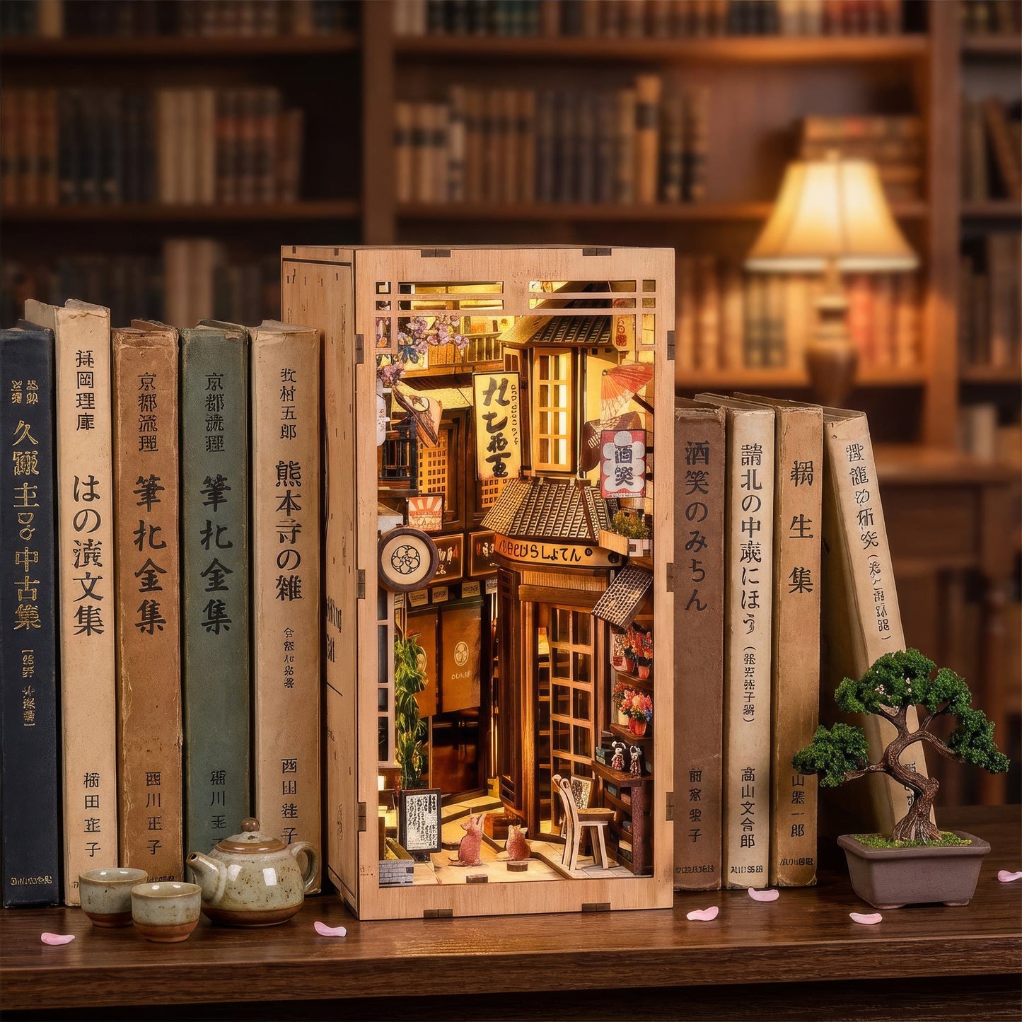 The Alley Waiting for the Cat DIY Book Nook Kit - From Wood and Light, a Street Comes Alive